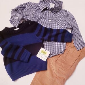 NWT Starting Out 3 Piece Sweater Shirt & Pants Set